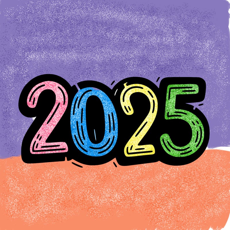 one line scrawled numbers sketch design “2025”