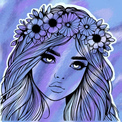 realistic girl with flowers crown