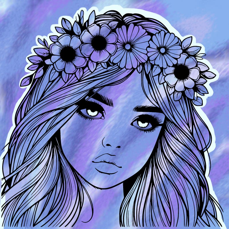 realistic girl with flowers crown