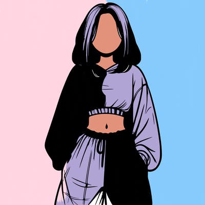 realistic girl faceless with baggy pants and a crop top