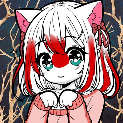 cute anime girl with cat ears