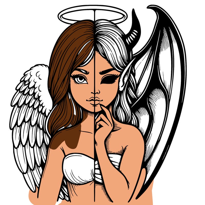 realistic angel half demon