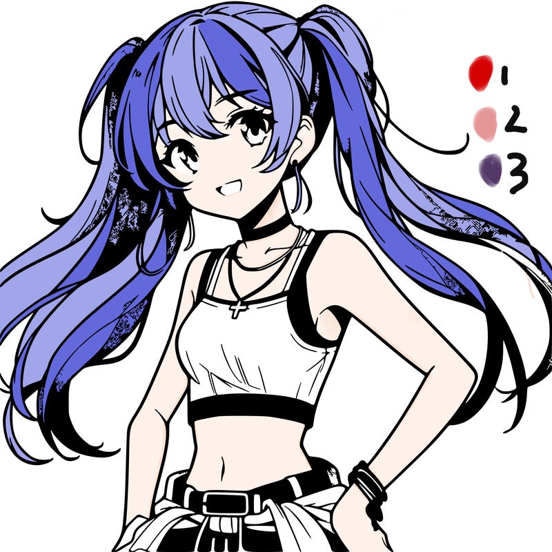 anime girl wearing crop top