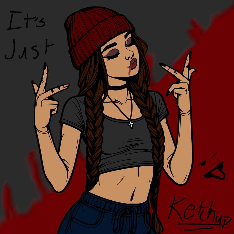 realistic teenage girl with braids and a beanie and crop top doing 🫶🏼