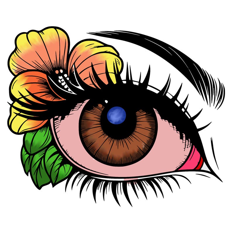 realistic eye with flower