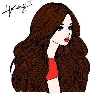 realistic girl with long realistic hair