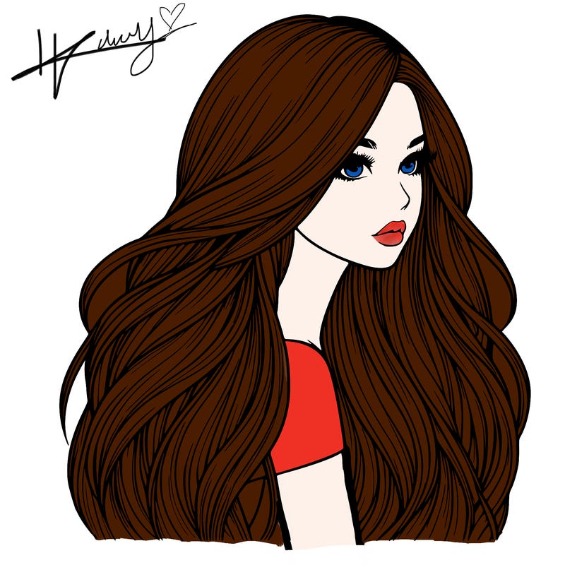 realistic girl with long realistic hair