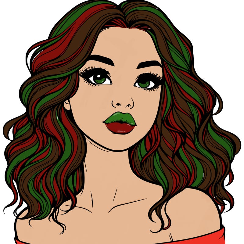 realistic girl with wavy hair and lips