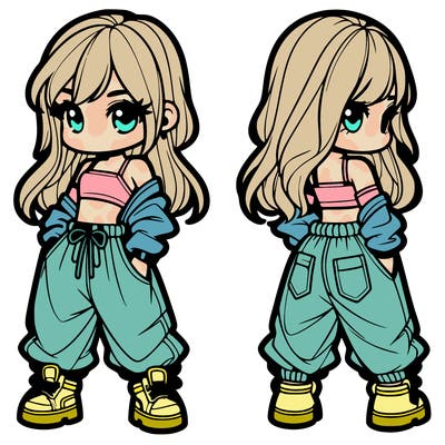 girl in crop top and baggy pants