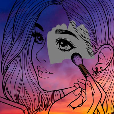 a realistic girl doing her makeup