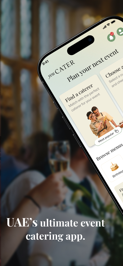 YouCater - Event Catering - Interface of the YouCater app for planning events and finding caterers in the UAE