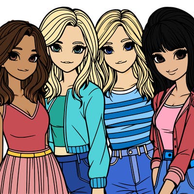 a group of girls realistic