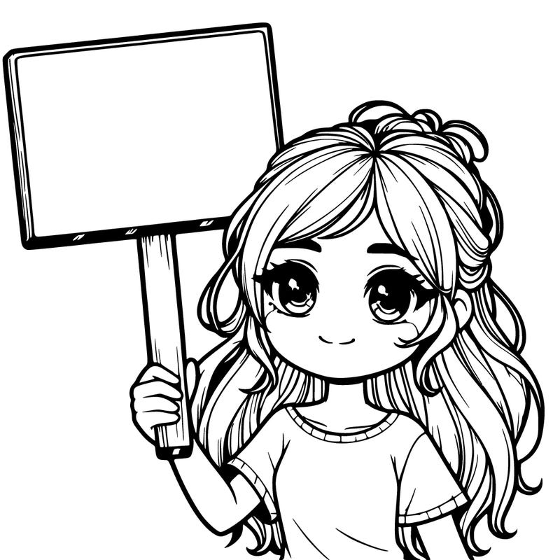 realistic girl holding a sigh thats blank