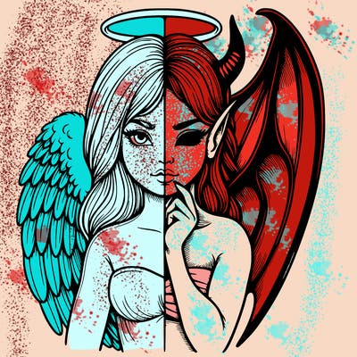 realistic angel half demon