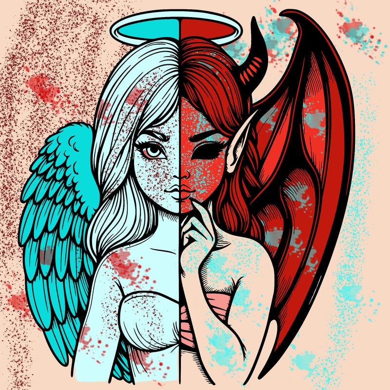 realistic angel half demon