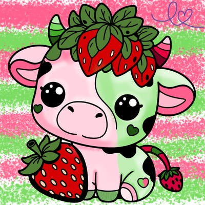 cute strawberry cow