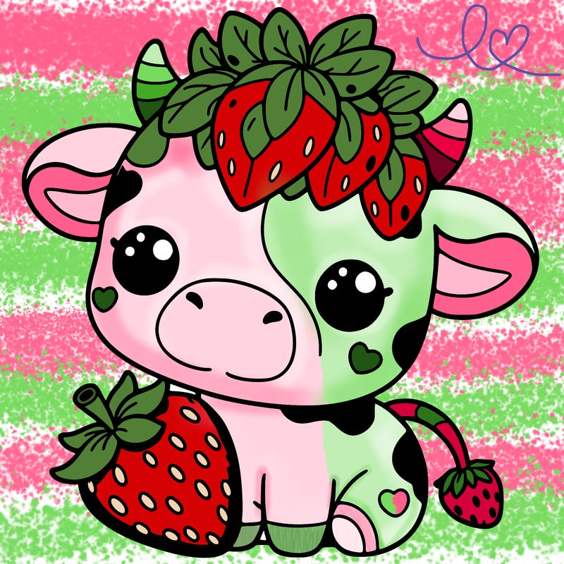 cute strawberry cow