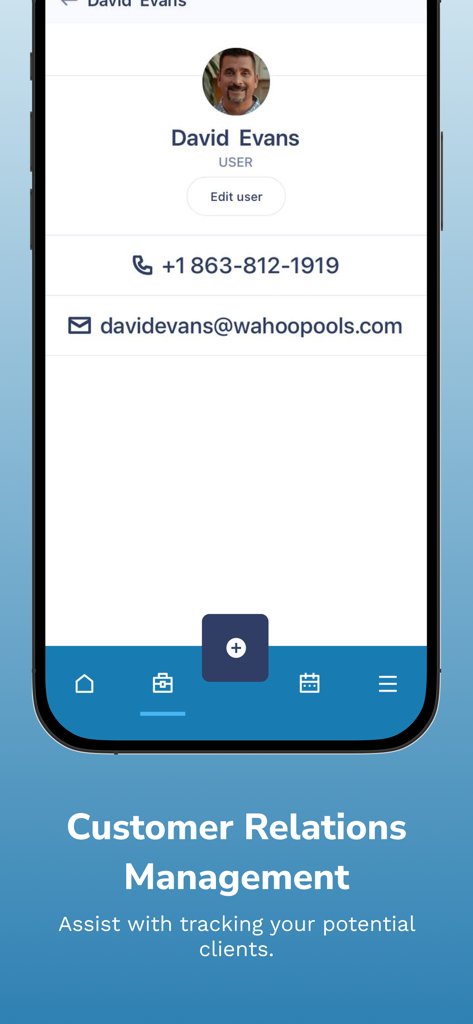 BidBuild 앱 화면, 잠재 건설 고객 추적을 위한 고객 관계 관리 표시