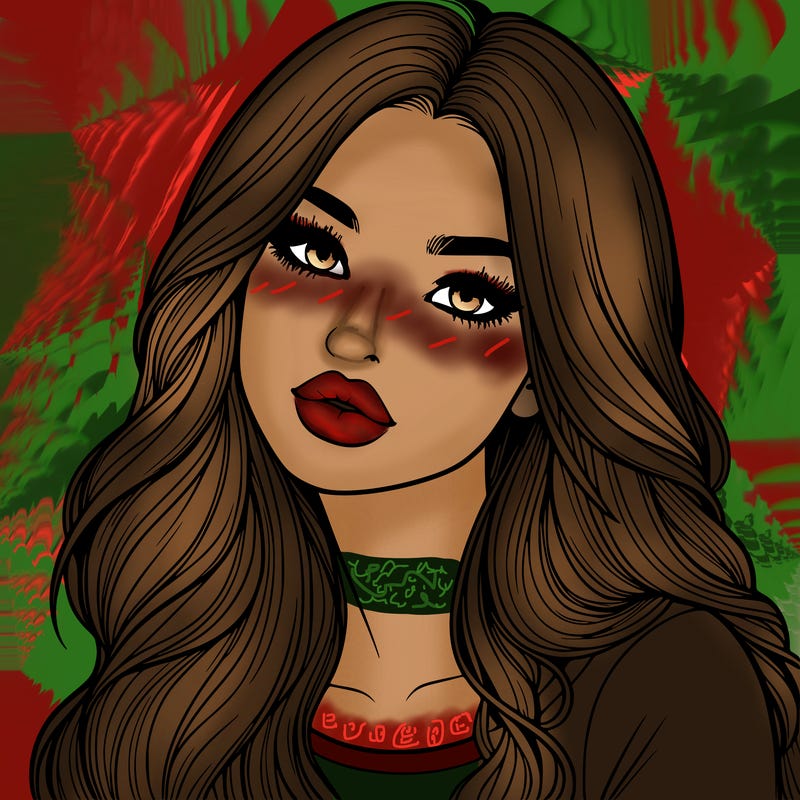 realistic girl with hair on her hair and lips