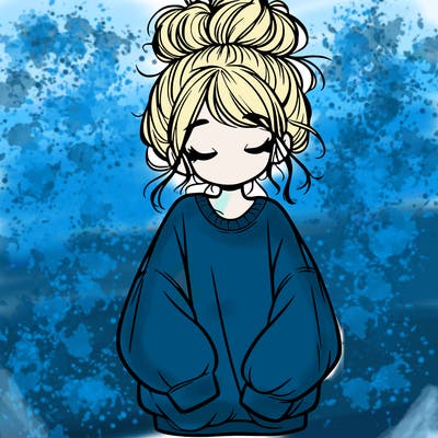 girl with baggy sweatshirt and messy bun