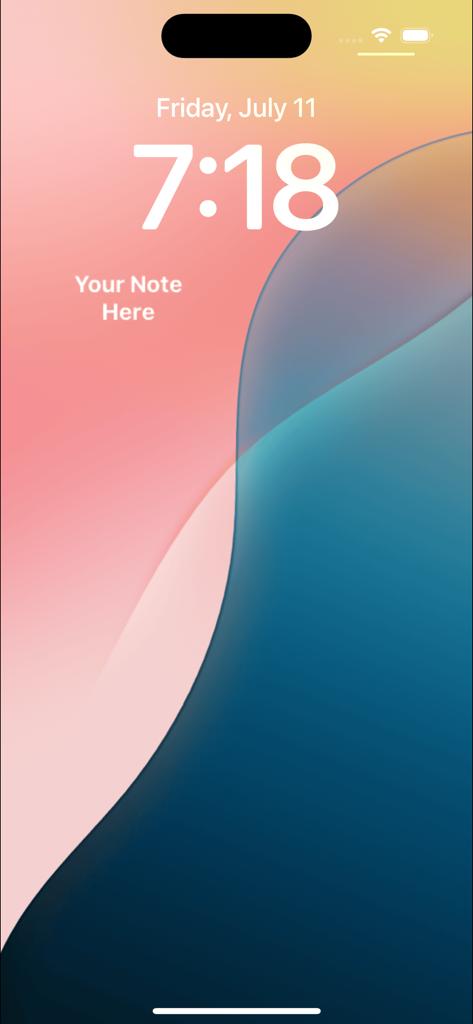Lock Screen Note - Widget - iPhone lock screen showing a custom text note widget