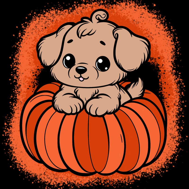 cute little puppy in a pumpkin