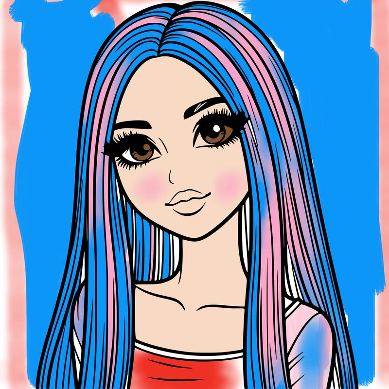 realistic girl with straight and long hair