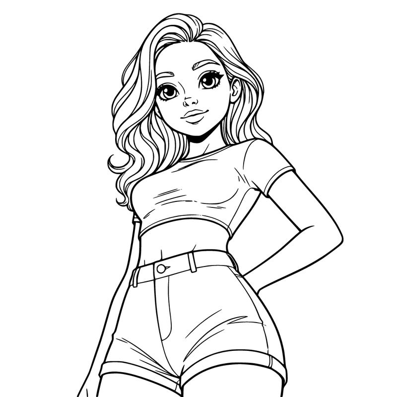 relistic cute girl in a crop top