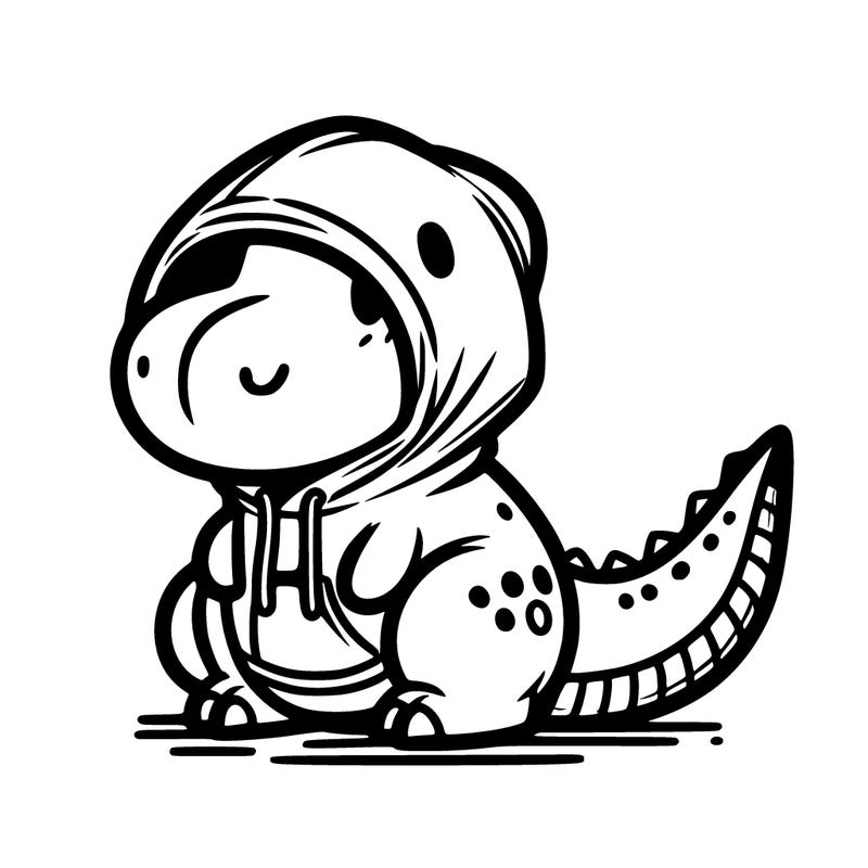 dinosaur wearing a hoodie