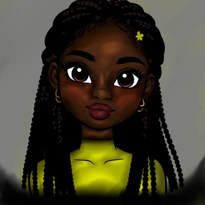 a realistic black girl with braids