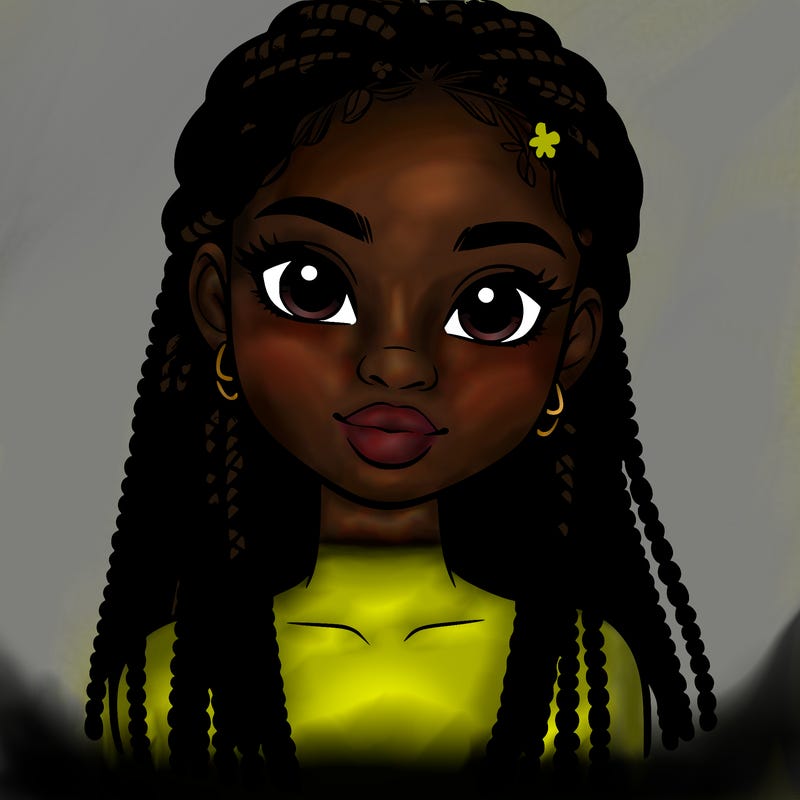 a realistic black girl with braids