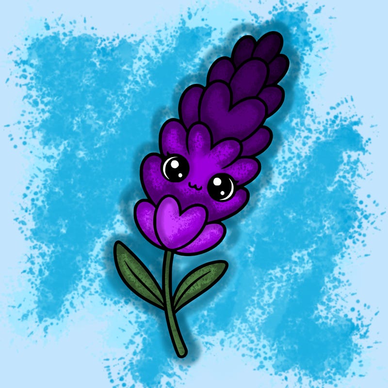 the flower lavender kawaii but cute and a little realistic