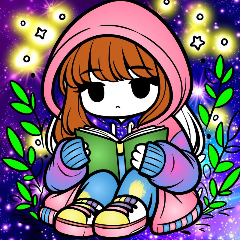 girl in oversized hoodie reading a book