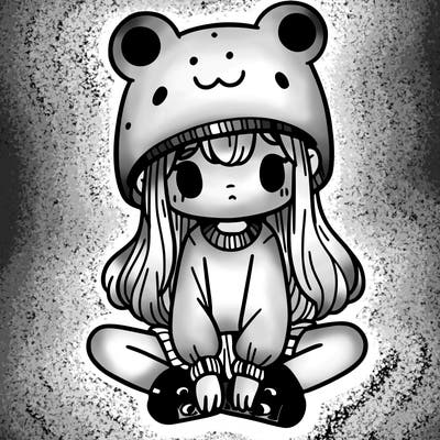 a girl wearing a frog hat and some frog socks