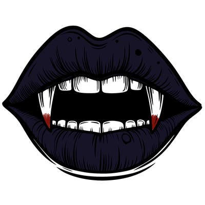 lips with vampire teeth