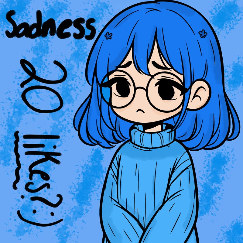 sad girl with glasses in a sweater