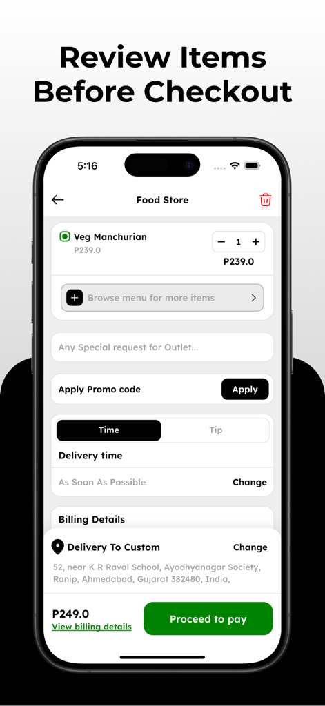 Zebras Groceries & Food - Zebras delivery app checkout screen showing order review and payment options