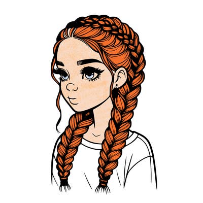 realistic girl with braids