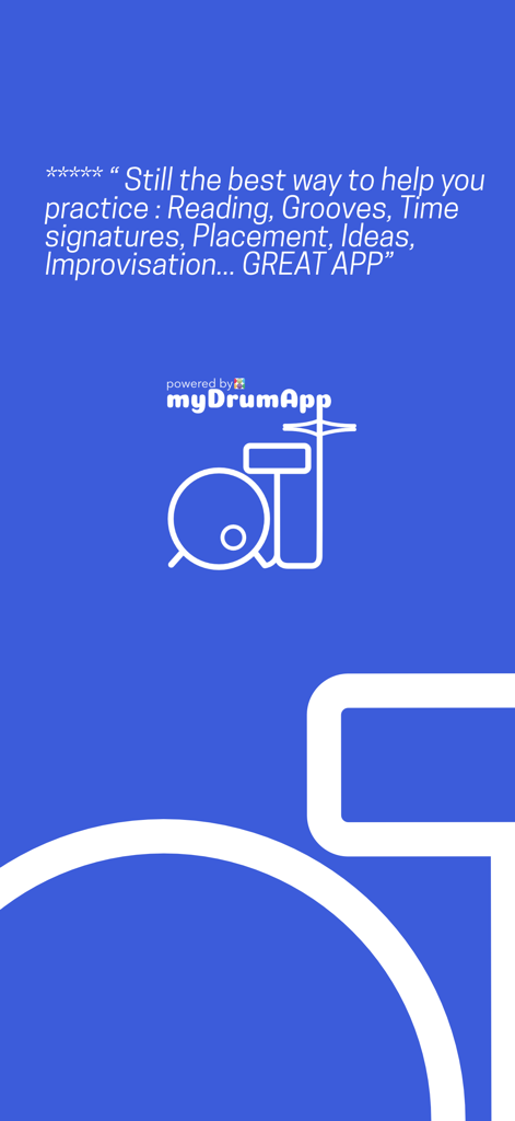 pttrN for drummers - Reseña de usuario de cinco estrellas para la aplicación pttrN para bateristas, destacando su efectividad para la práctica y la improvisación.
