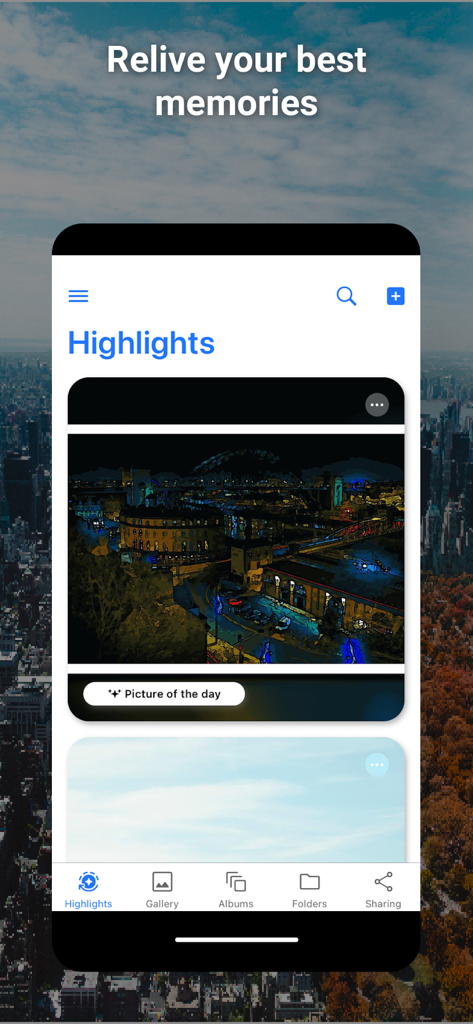 Zefiro - Captura de tela do aplicativo Zefiro mostrando a seção Destaques com uma foto em destaque do dia.