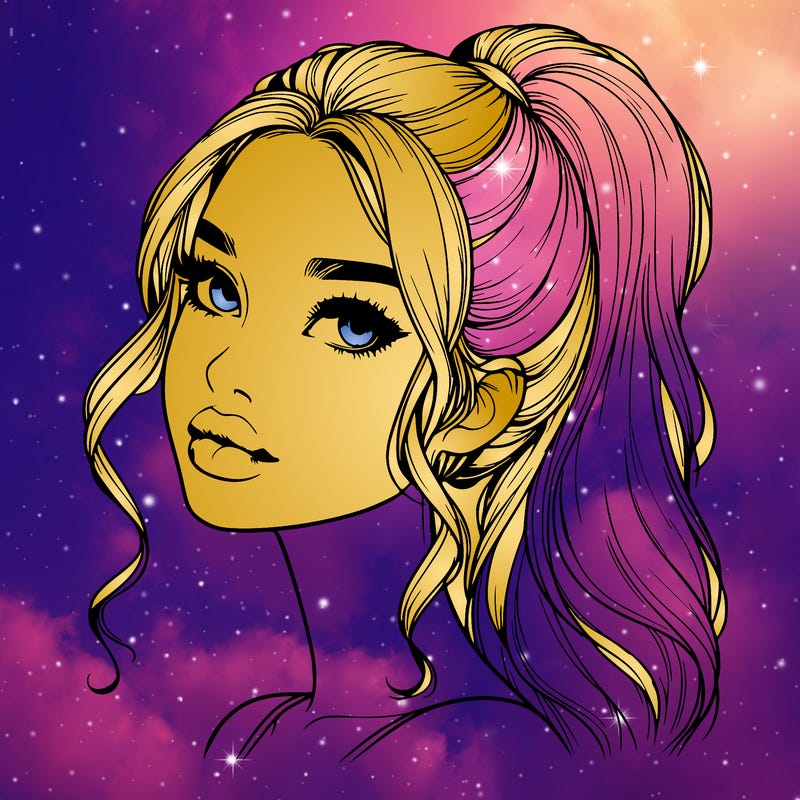 realistic girl with a ponytail on her hair and lips