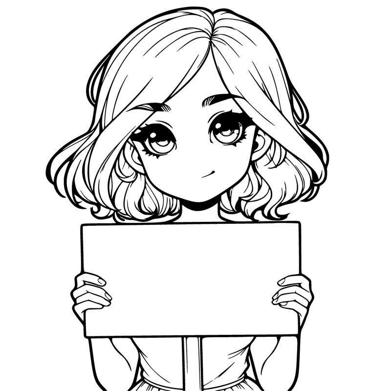 pretty realistic girl holding blank sign