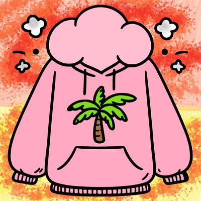 pink palm puff hoodie