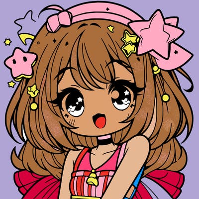 cute anime girl with star accessories