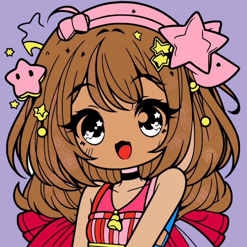 cute anime girl with star accessories