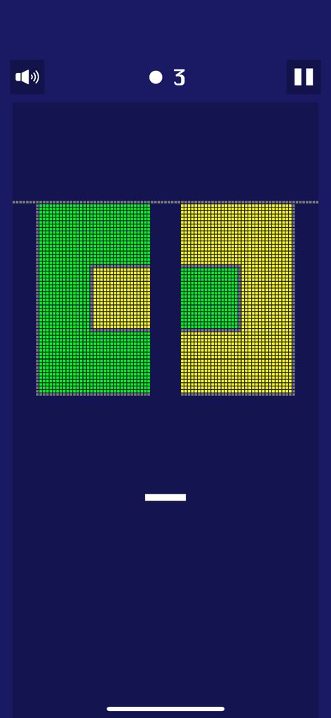 Many Bricks Breaker - Many Bricks Breaker mobile game level featuring green and yellow brick blocks and a paddle on a blue background