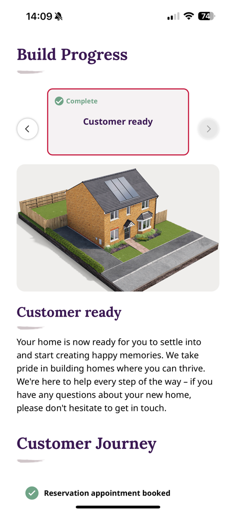 Taylor Wimpey Touchpoint - 새 건축 주택의 3D 모델과 함께 고객 준비 상태의 건축 진행 상황을 표시하는 Taylor Wimpey Touchpoint 앱