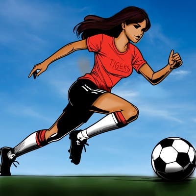 realistic woman playing soccer