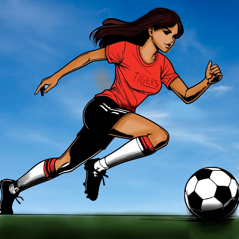 realistic woman playing soccer