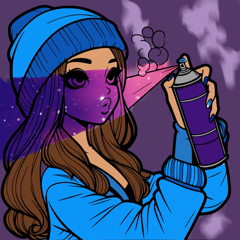 realistic girl spray painting